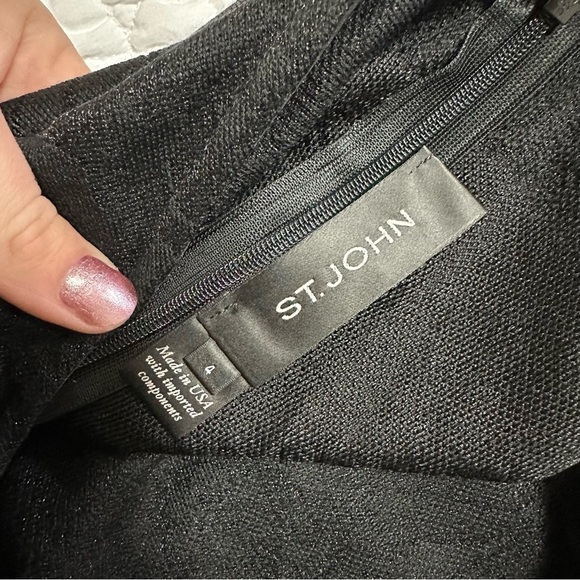 St John Lace Peekaboo Sheath Dress in Caviar Black - Picture 7 of 8